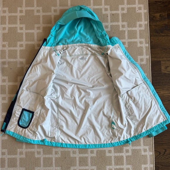 Vineyard Vines Waterproof Raincoat Hooded Rain Jacket Windbreaker Aqua Blue M - Picture 7 of 11